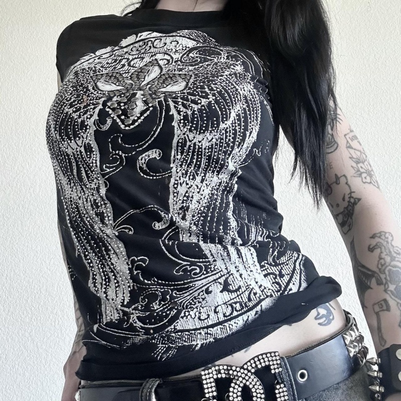 Women'S Emo Accessories - Y2k Gothic Grunge T Shirts Women