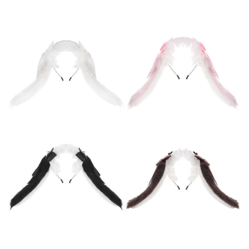 Women Accessories Description - Plush Rabbits Ear Headbands For Maid