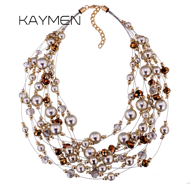 Women Accessories Description - Multi-layers String Beaded Crystal Necklace for