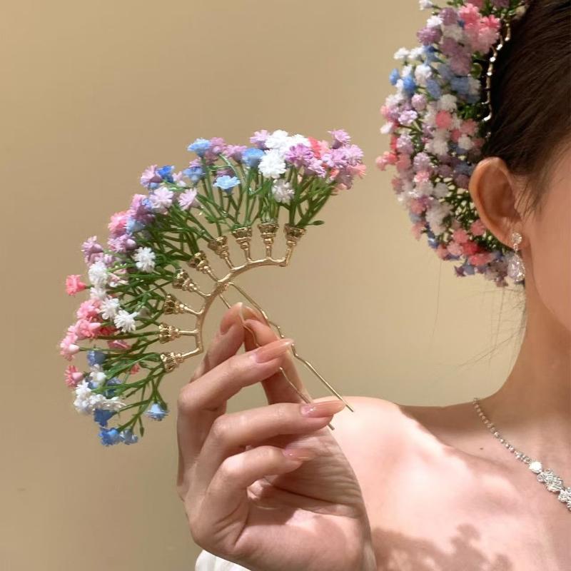 Women Knight Accessories - Artificial Flower Bridal Wedding Hairpin U
