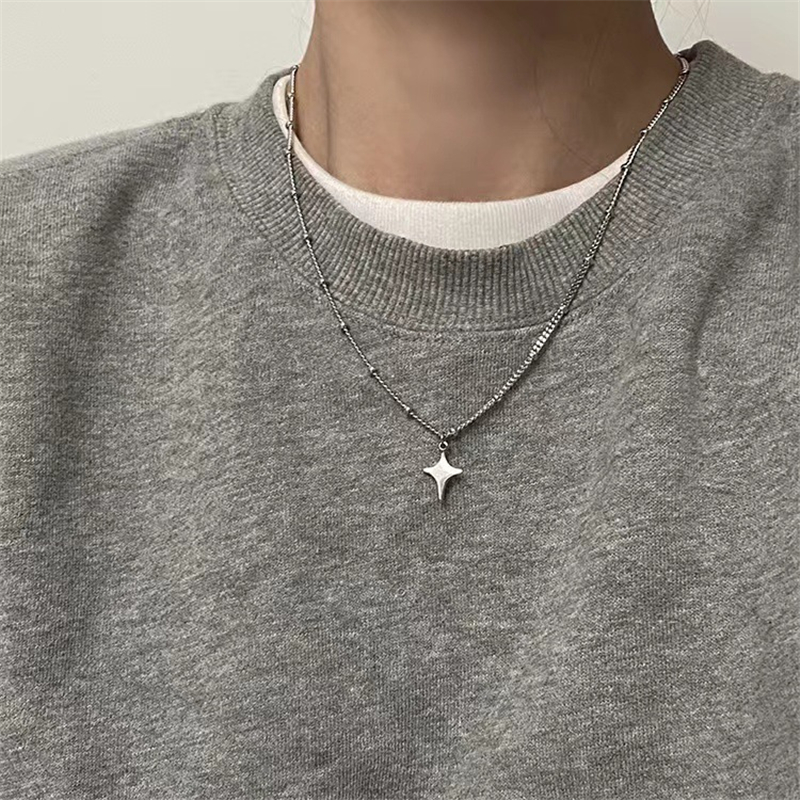 Women'S Emo Accessories - Kpop Goth Silver Color Star Pendant