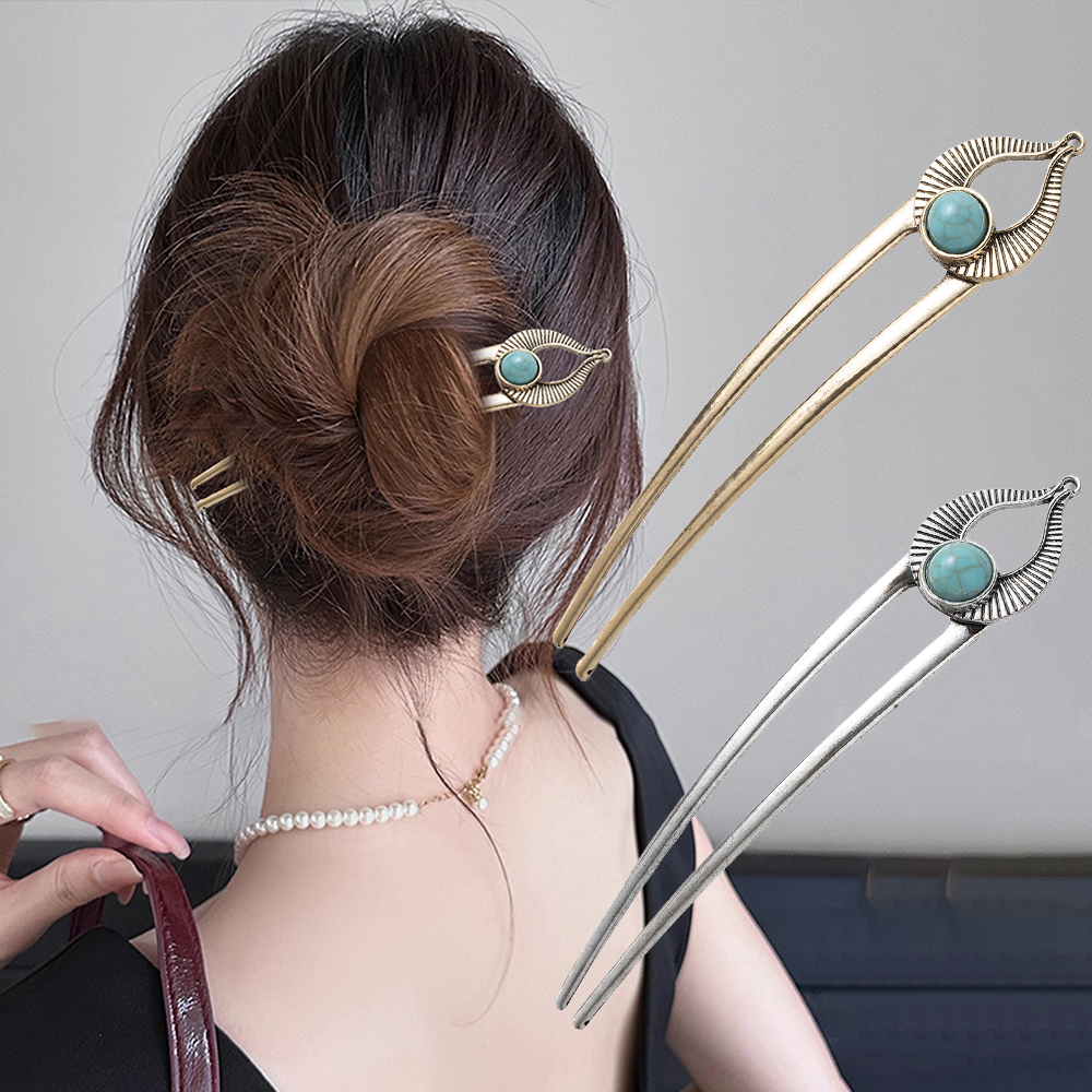 Women Knight Accessories - Egypt Turquoise U Shape Hair Fork