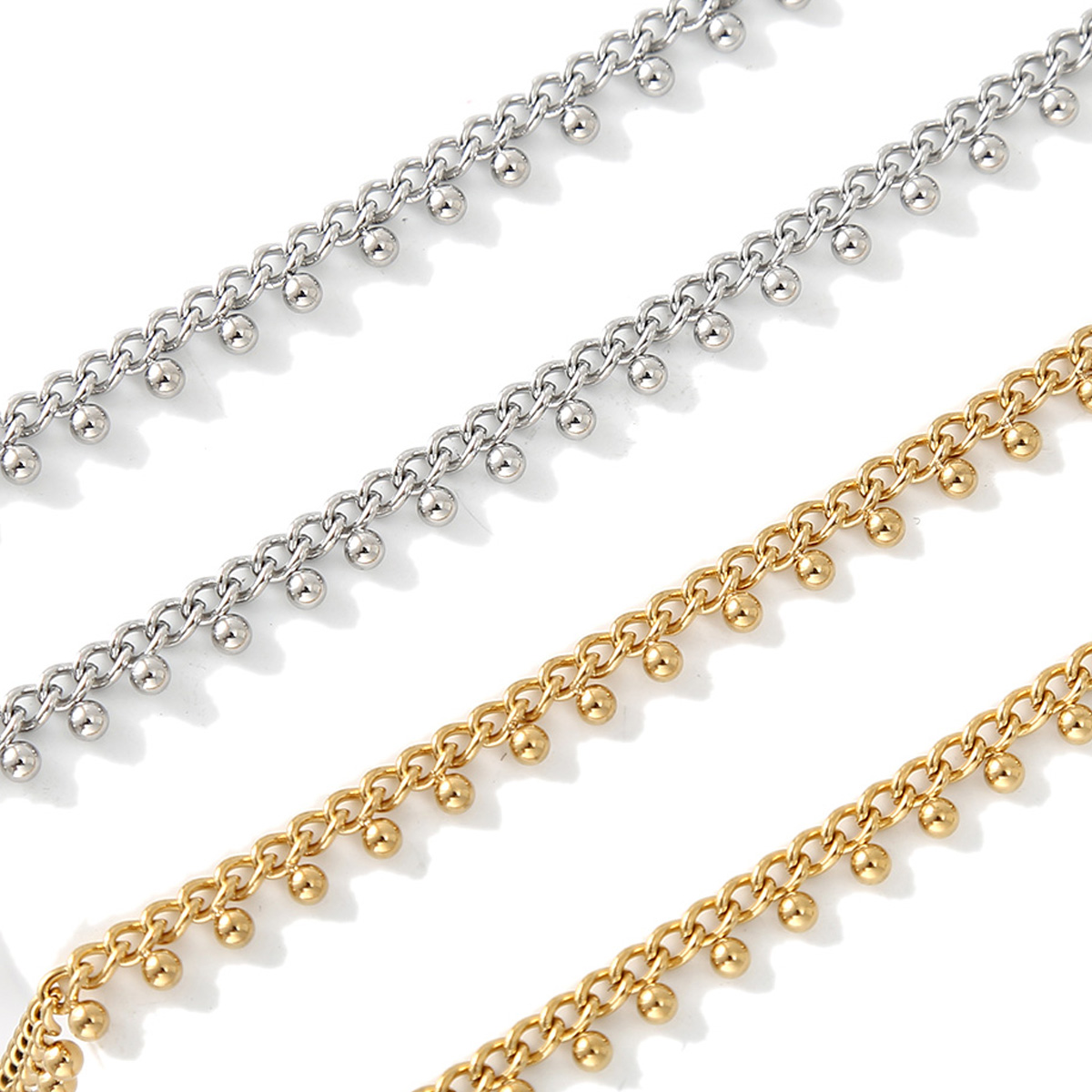 1Meter Stainless Steel Curb Li - Beaded Anklet Chain recensione e prezzo