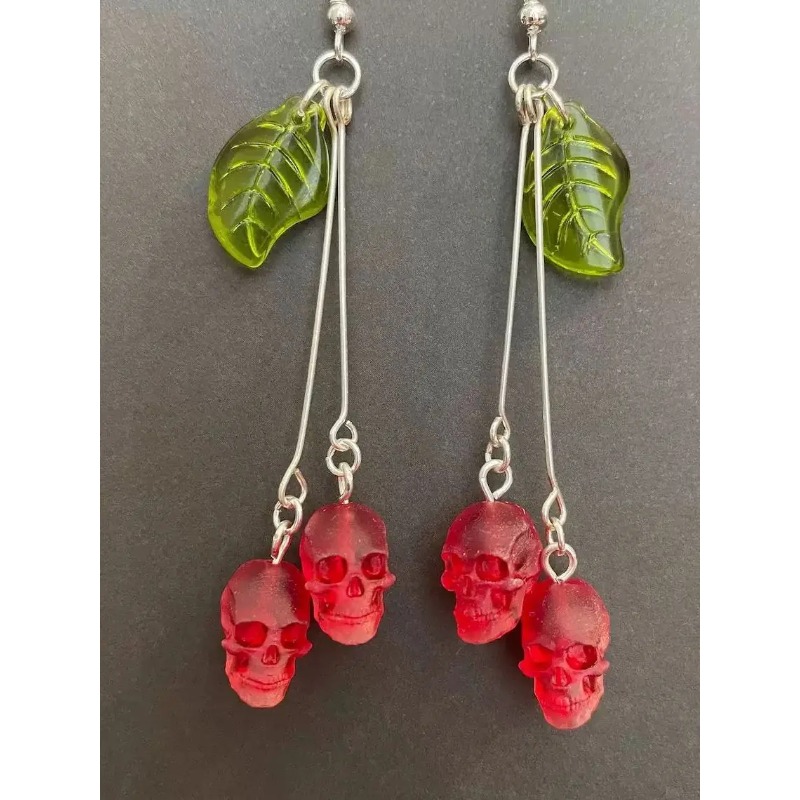 Gothic Skull Cherry Earrings f - Women'S Vampire Accessories recensione e prezzo