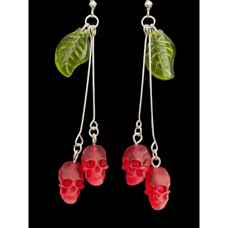 Gothic Skull Cherry Earrings f - Women'S Vampire Accessories recensione e prezzo