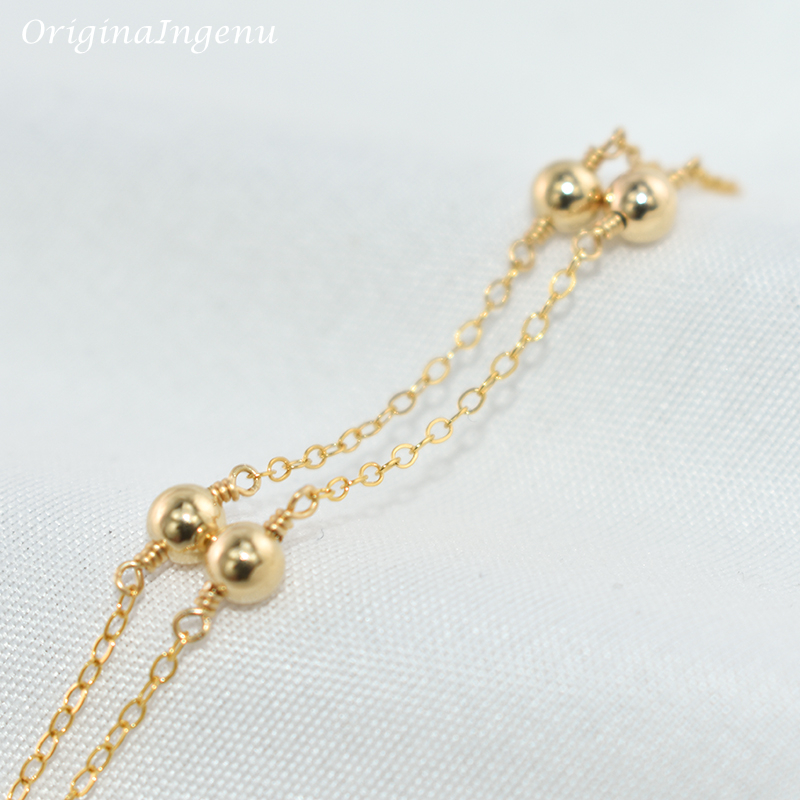 14K Gold Filled Beads Bracelet - Beaded Anklet Chain recensione e prezzo