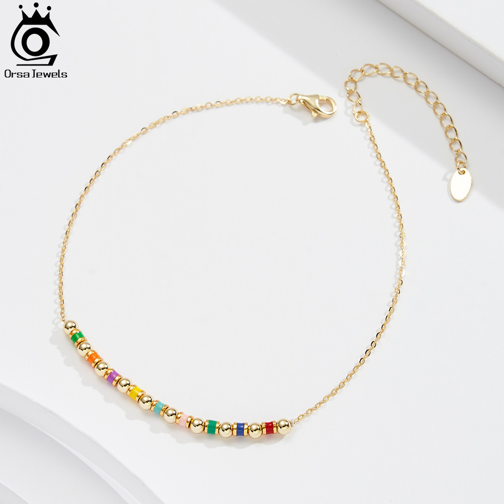 ORSA JEWELS 925 Sterling Silve - Beaded Anklet Chain recensione e prezzo