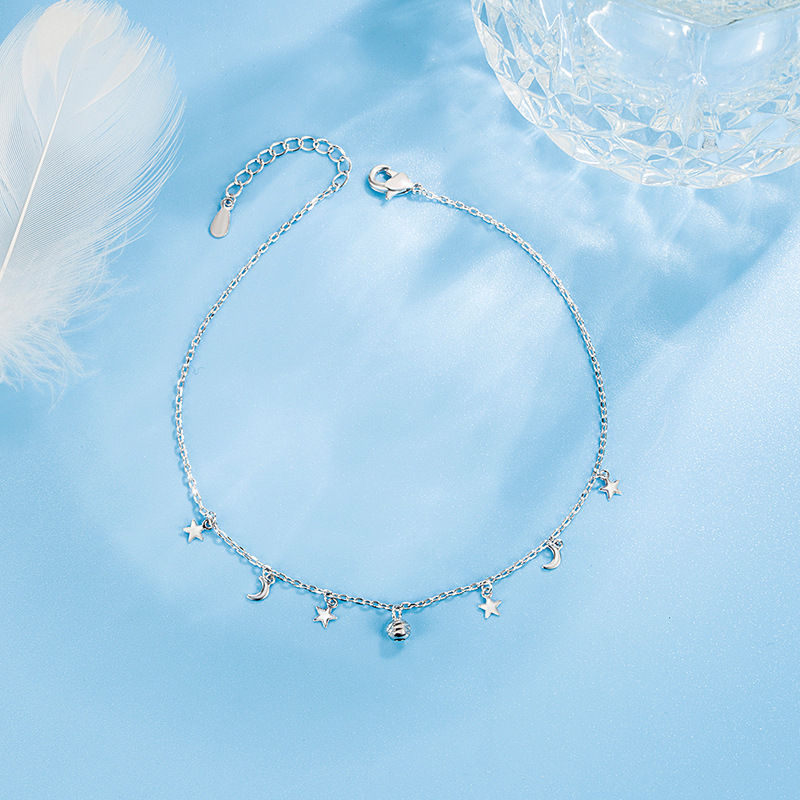 Romantic Moon Star Bead Feet C - Beaded Anklet Chain recensione e prezzo