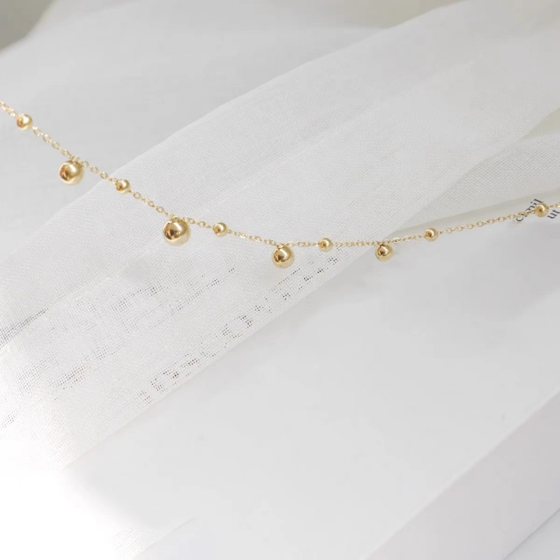 18k gold ball round bead ankle - Beaded Anklet Chain recensione e prezzo