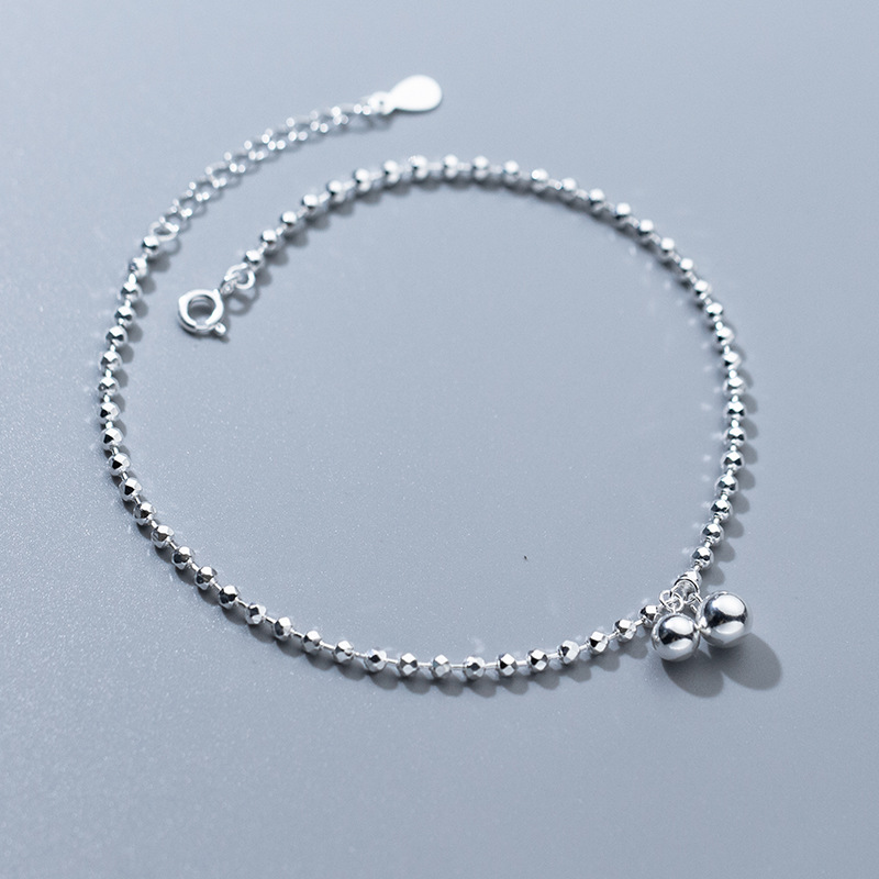 925 Sterling Silver Diamond-Cu - Beaded Anklet Chain recensione e prezzo