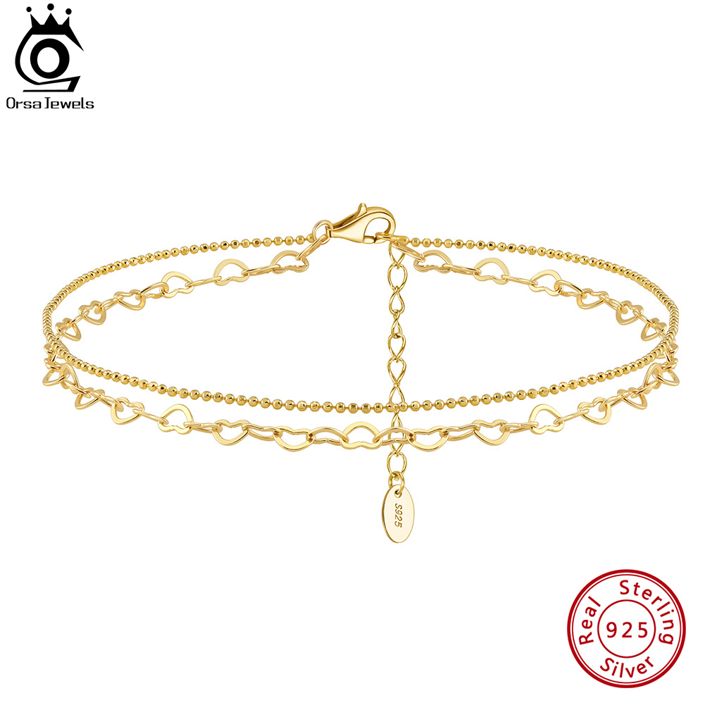 ORSA JEWELS Layered Link Chain - Beaded Anklet Chain recensione e prezzo