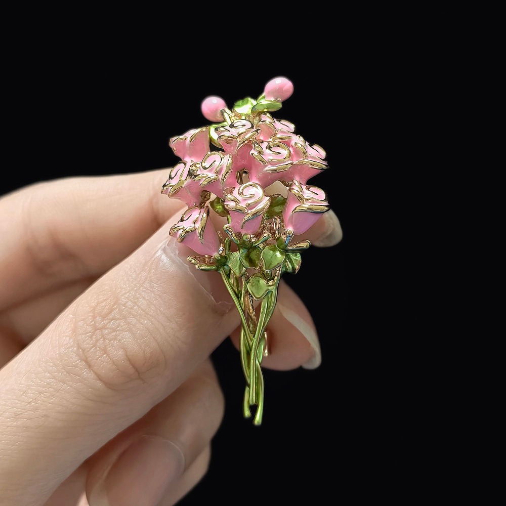 Pink Enamel Rose Bouquet Brooc - Women Accessories Bouquet recensione e prezzo