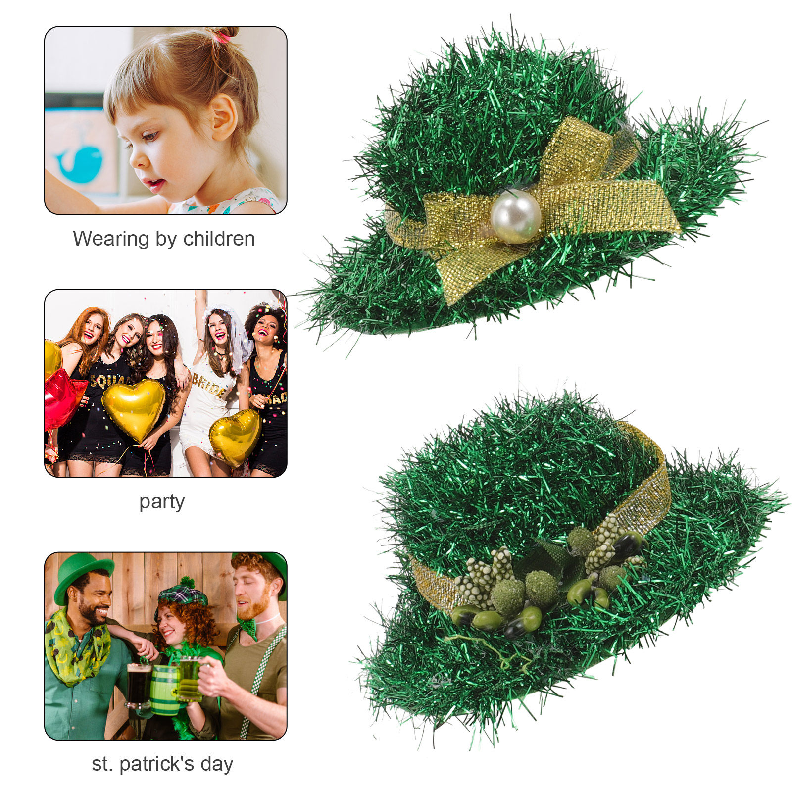 2Pcs Green Hat Hair Clips Top  - Women Accessories Bouquet recensione e prezzo