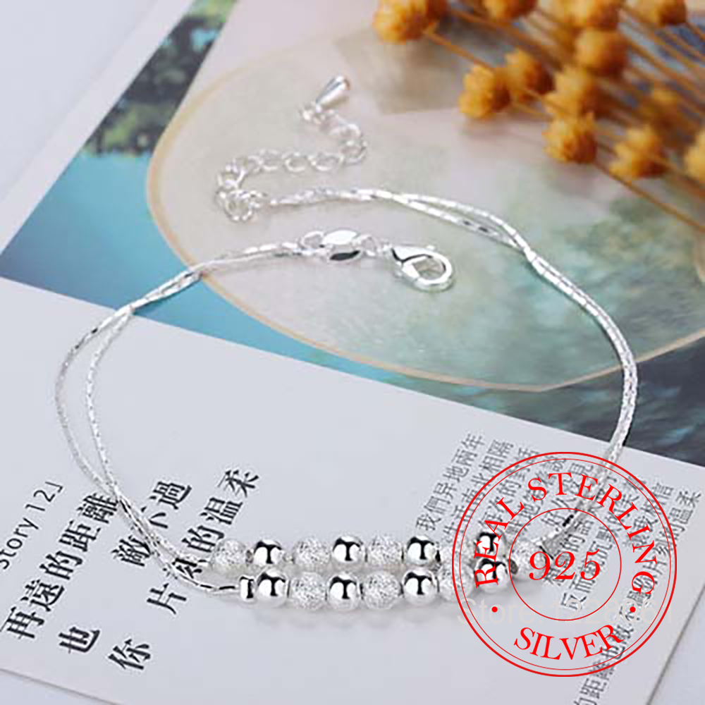 925 Silver Double Layer Beaded - Beaded Anklet Chain recensione e prezzo