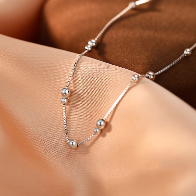 925 Sterling Silver Geometric  - Beaded Anklet Chain recensione e prezzo
